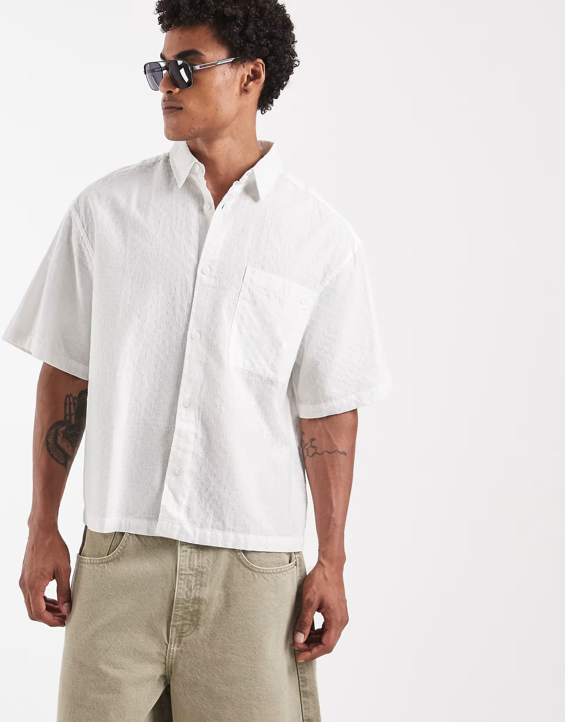 ASOS ASOS DESIGN boxy oversized textured shirt in white