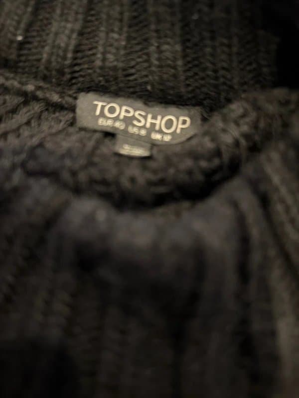 Topshop Topshop black chunky knit cropped boxy jumper size 12 (ref v110)