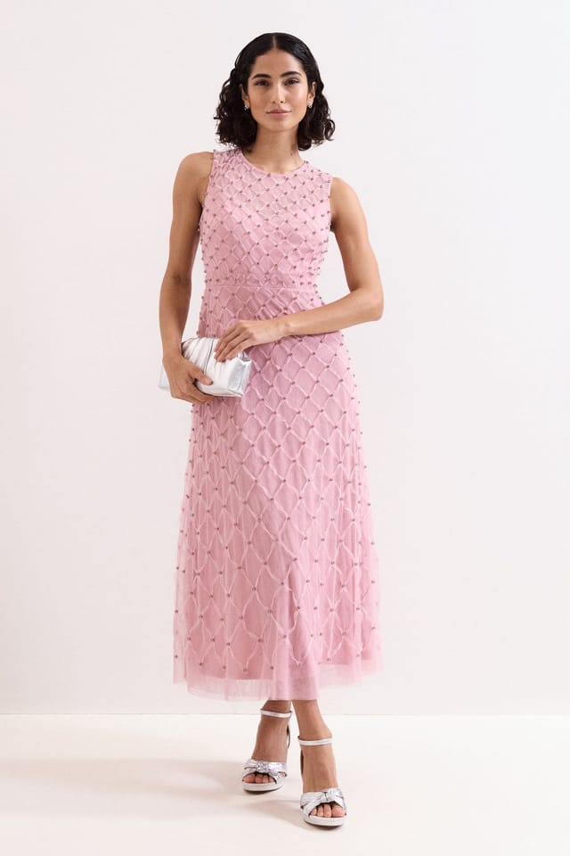 Phase Eight Phase Eight Women's Leandra Midaxi Midi Dress in Baby Pink - 3