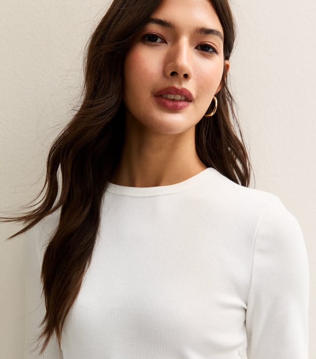 New Look Women's Off White Asymmetric Button Long Sleeve Top New Look - 2