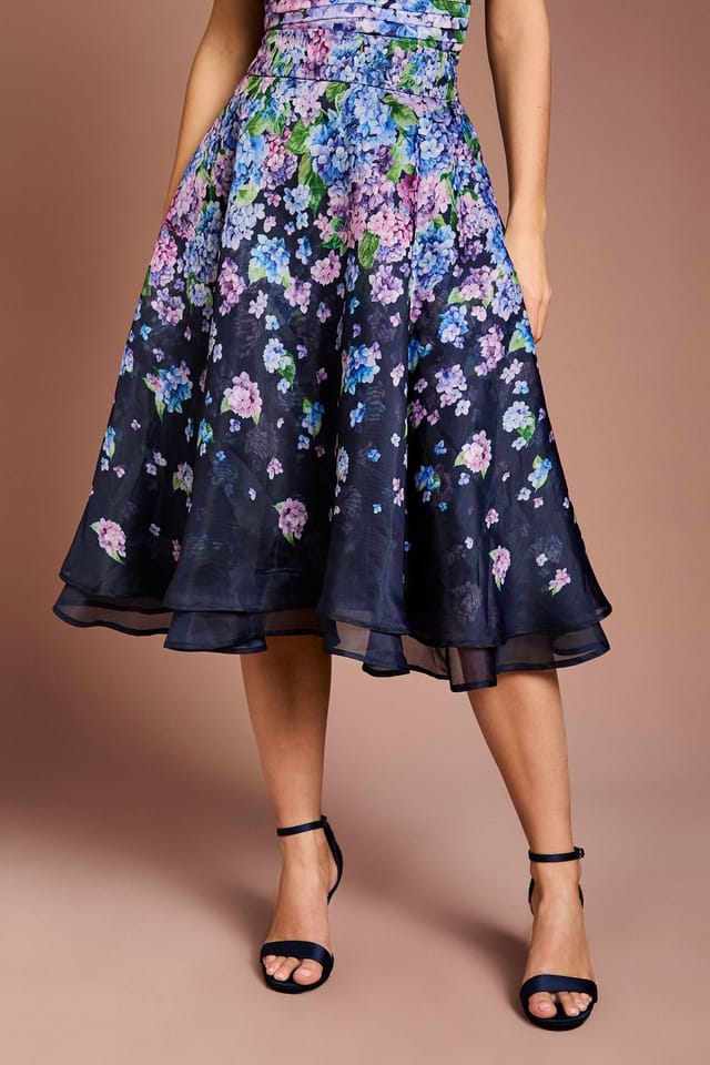 Coast Coast Women's Organza Floral Midi Skirt in Navy - 2