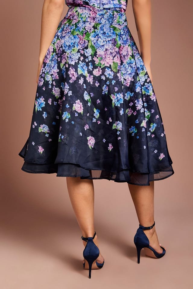 Coast Coast Women's Organza Floral Midi Skirt in Navy - 3