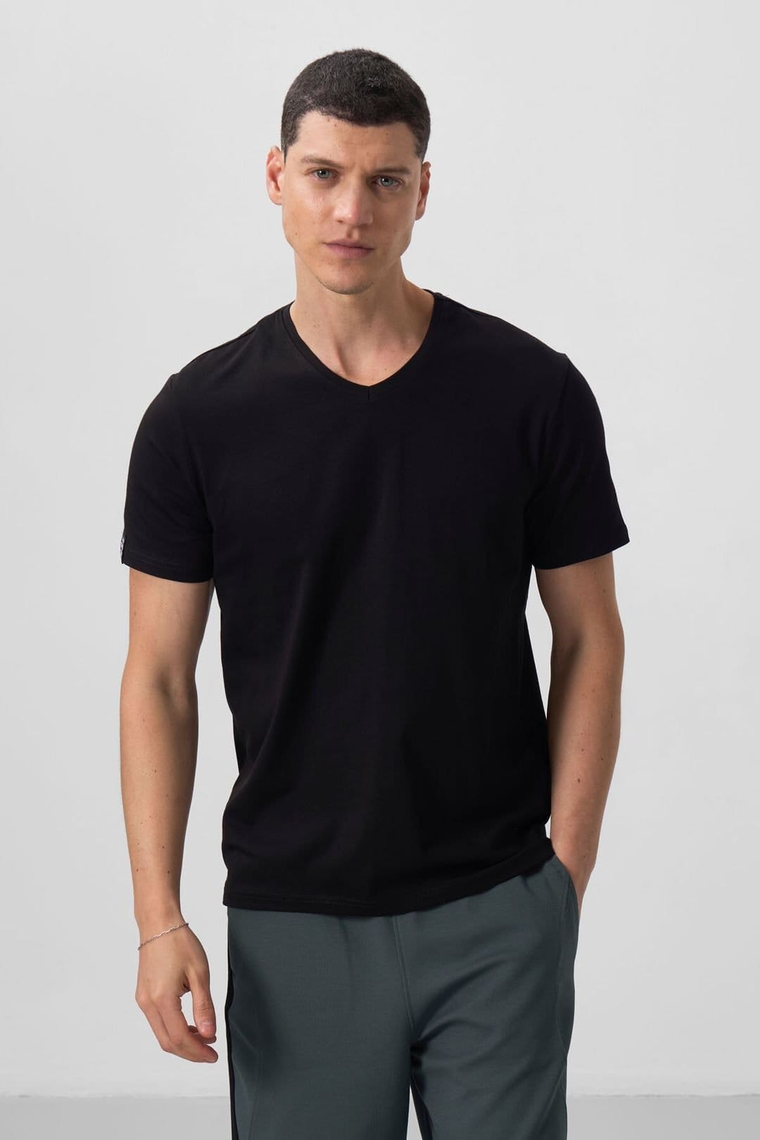 Tommy Life Tommy Life Men's Cotton Elastane V-Neck T-Shirt in Dark Navy - 4