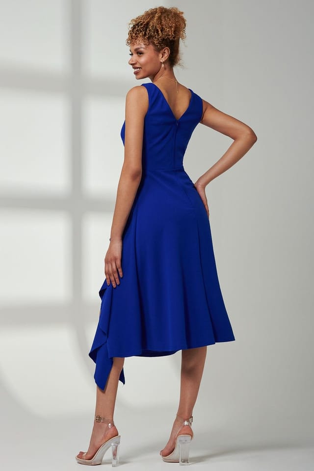 Jolie Moi Jolie Moi Women's Haylen Frill Detail Midi Dress in Blue - 2