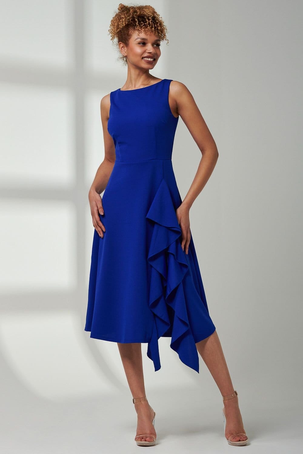 Jolie Moi Jolie Moi Women's Haylen Frill Detail Midi Dress in Blue - 4