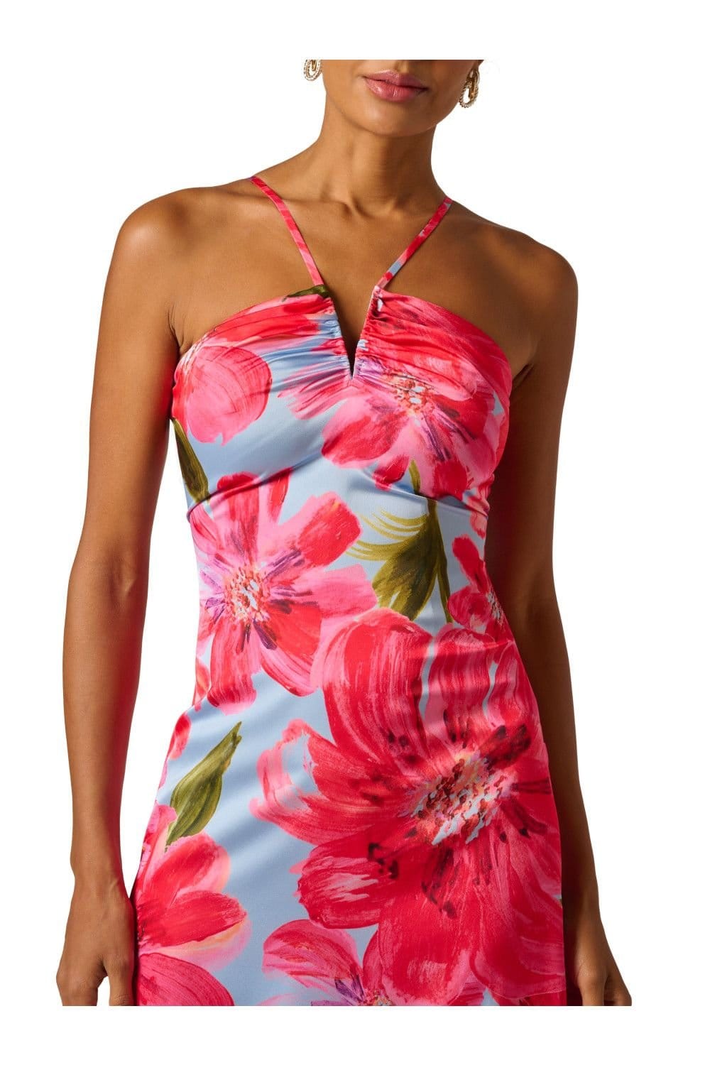 Adrianna Papell Adrianna Papell Women's Floral Crepe Ankle Dress in Blue - 4