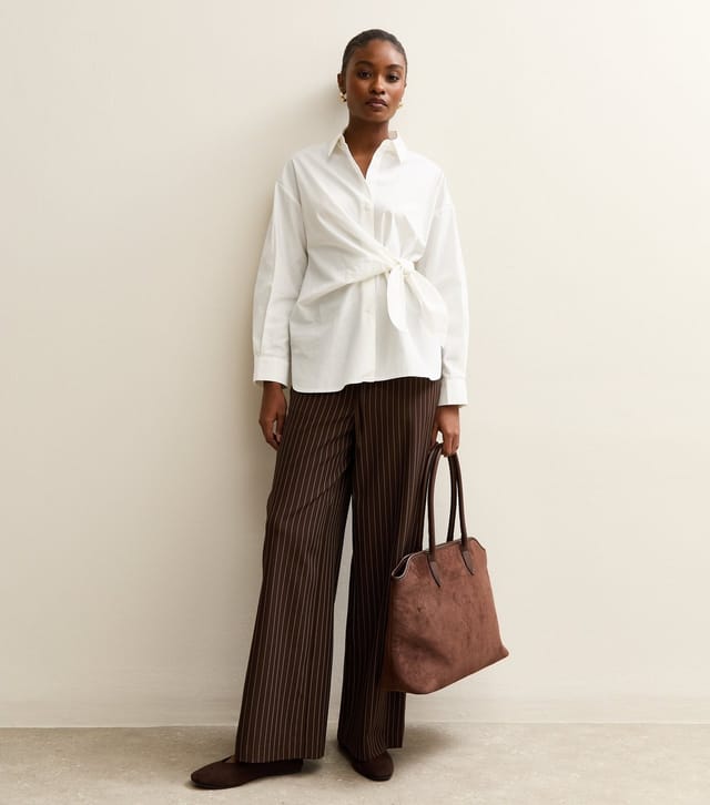 New Look Women's White Cotton Poplin Side Tie Shirt New Look - 3