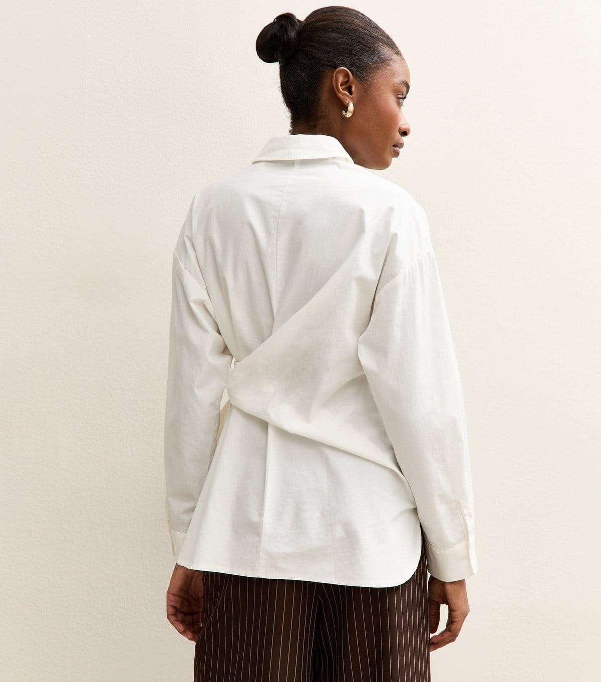 New Look Women's White Cotton Poplin Side Tie Shirt New Look - 4