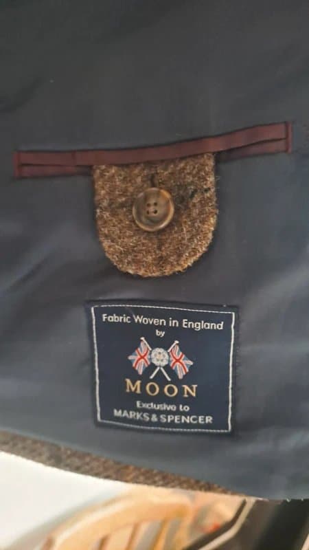 Marks & Spencer M&S Luxury Collection Wool Tweed Blazer – Brown Check – 40” Chest / Large