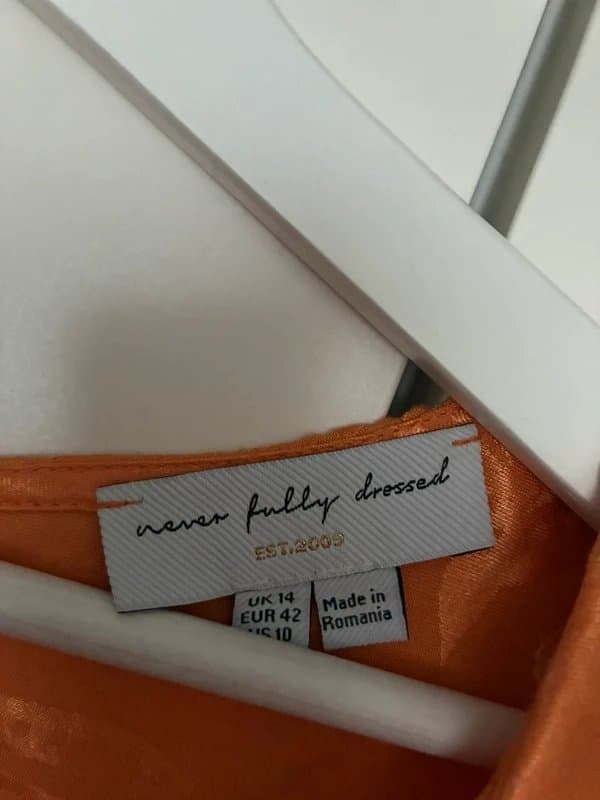 Never Fully Dressed NFD orange silk dress
