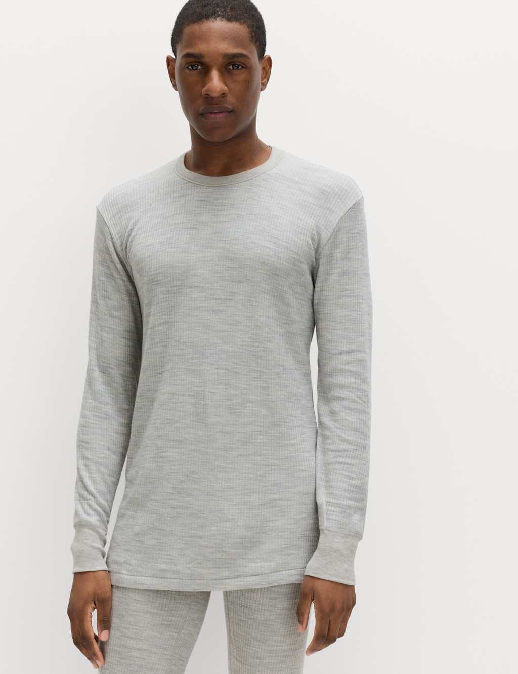 Marks & Spencer M&S Grey Marl Thermal Long Sleeve Top