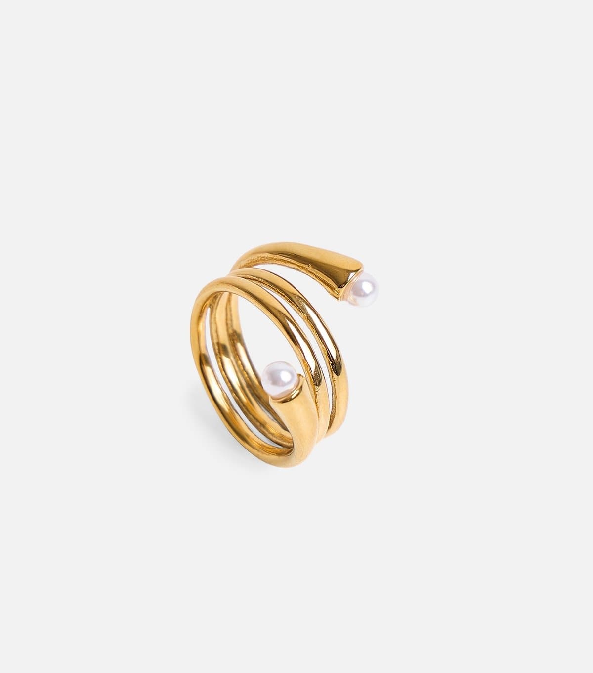 Public Desire Gold Tone Stacked Faux Pearl Ring Public Desire New Look