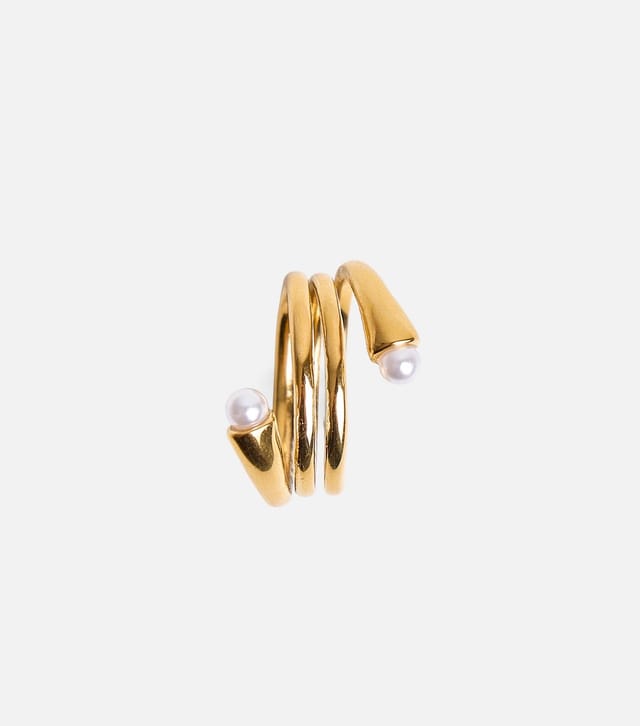 Public Desire Gold Tone Stacked Faux Pearl Ring Public Desire New Look - 2