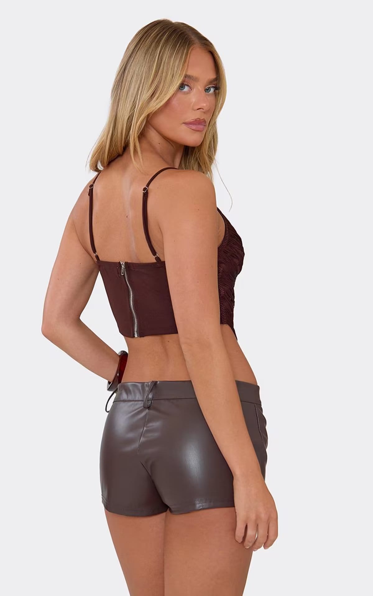 Strappy Fringe Cowl Neck Top In Chocolate Brown, Women's Size UK S/M