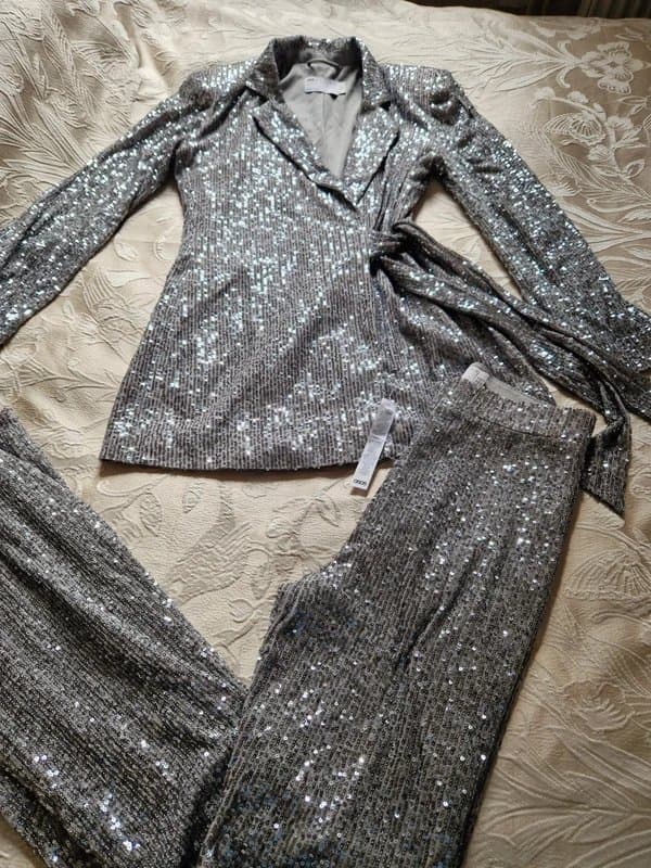 ASOS ASOS luxe Sequin Blazer and flare trousers