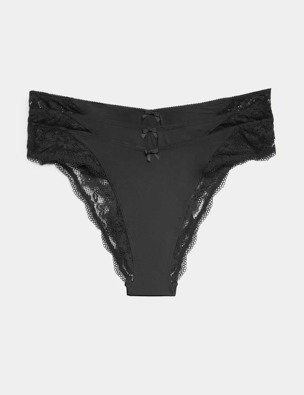 Marks & Spencer M&S 3 Pack Jasmine Lace Trim Miami Knickers Black