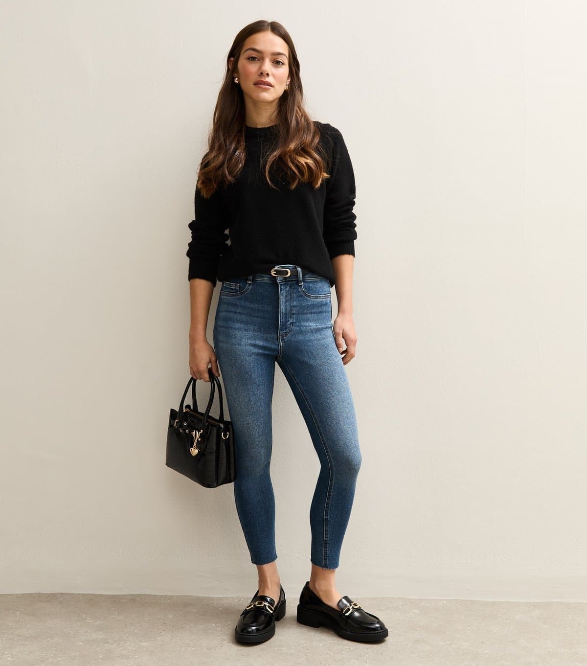 New Look Women's Petite Blue Hallie Disco Frayed Super Skinny Jeans New Look