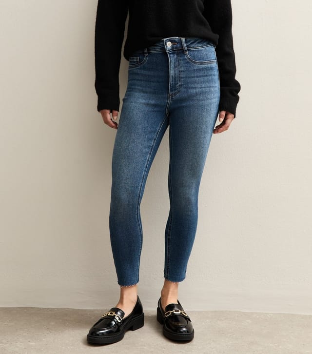 New Look Women's Petite Blue Hallie Disco Frayed Super Skinny Jeans New Look - 3