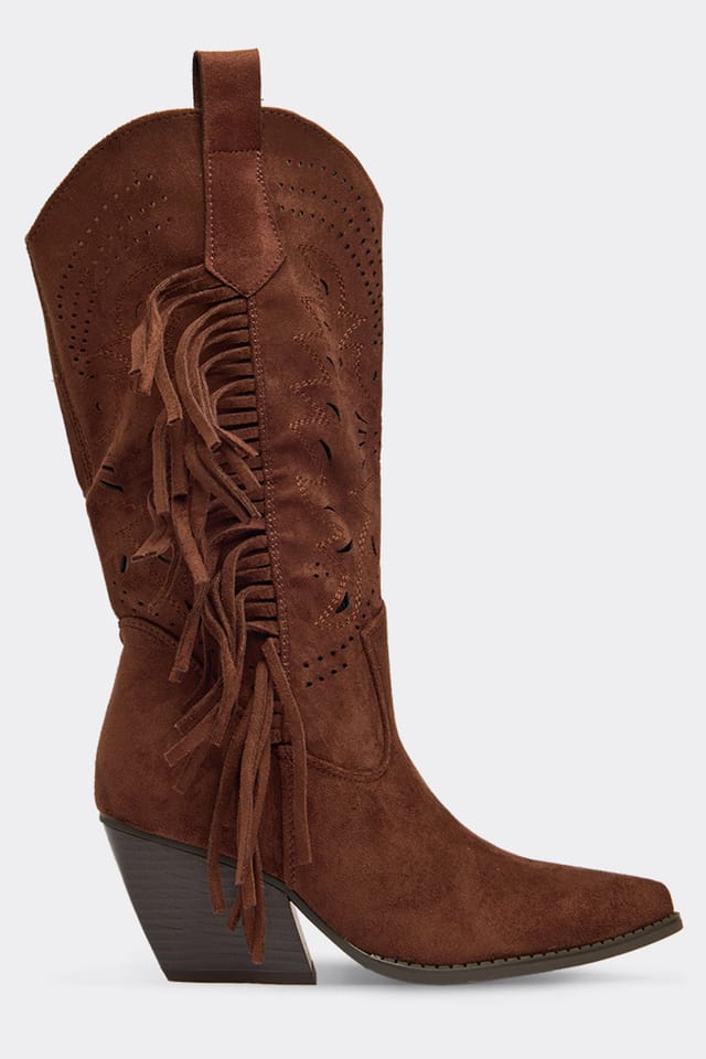 EGO EGO Women's Western Cowboy Faux Suede Boots in Brown - 2