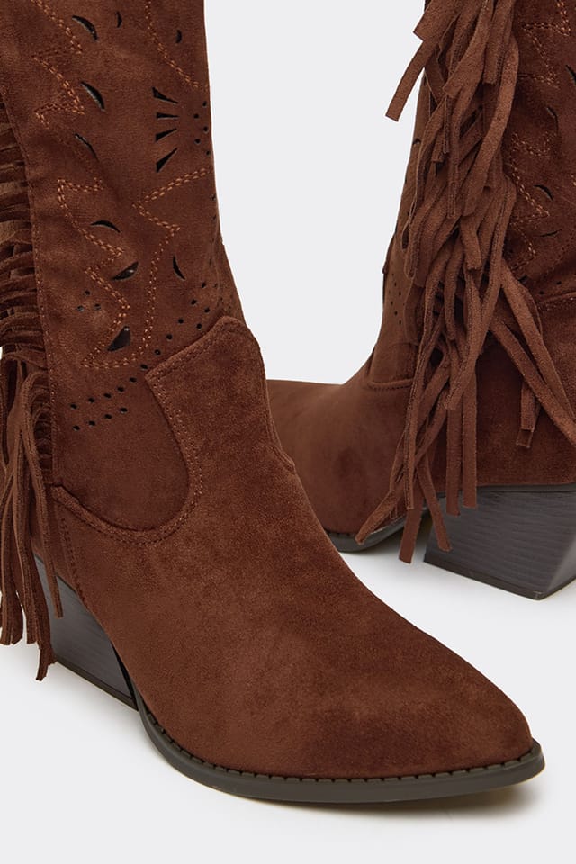 EGO EGO Women's Western Cowboy Faux Suede Boots in Brown - 3