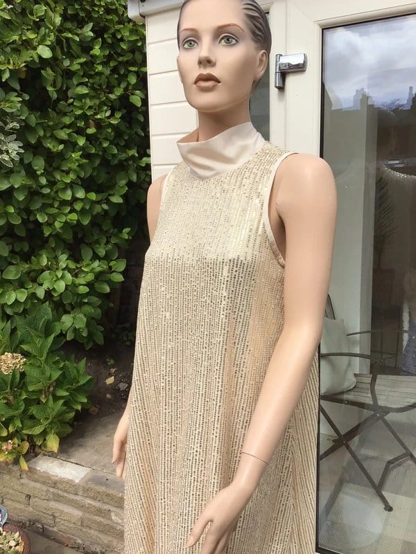 Shein Gold Sequin Party Dress with Cream Neckline
