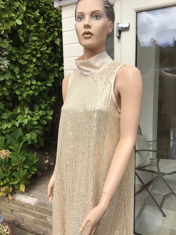 Shein fab Xmas party gold and cream party dress