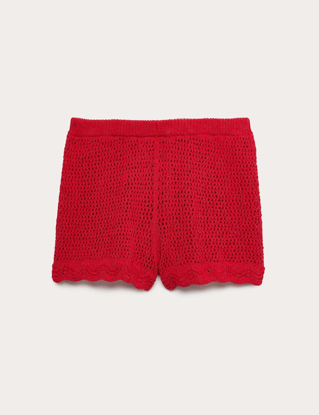 Marks & Spencer M&S Chilli Cotton Blend Crochet-Look Beach Shorts