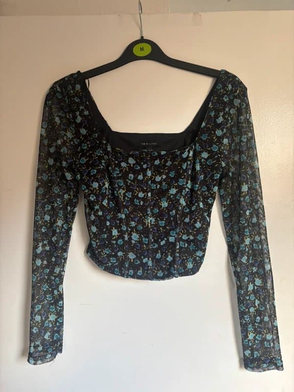New Look Floral blue corset style milk maid top