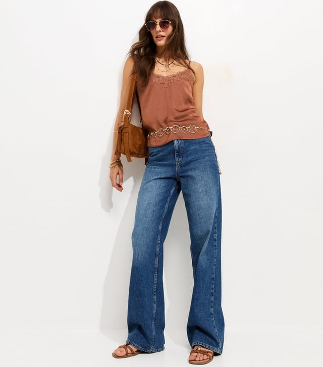 New Look Women's Tall Brown Willow Lace V-Neck Cami Top New Look - 3