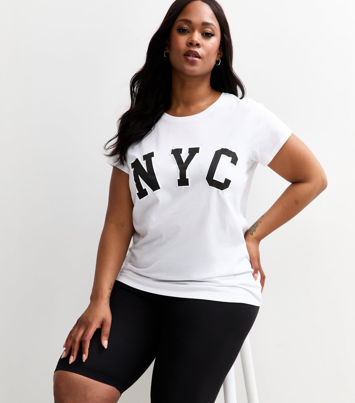New Look Women's Plus Size White NYC Slogan Print T-Shirt Curves New Look