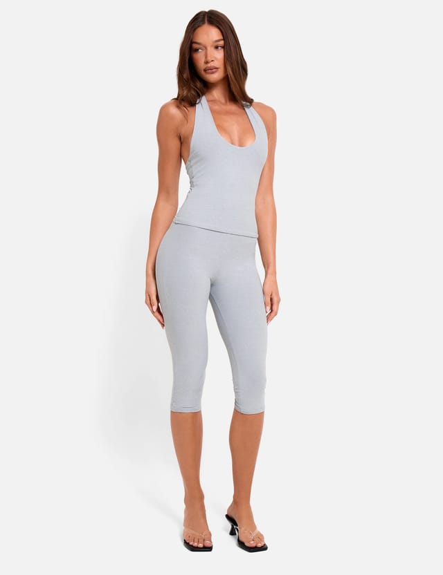Public Desire Halterneck Luxe Slinky Top Grey Marl - 3