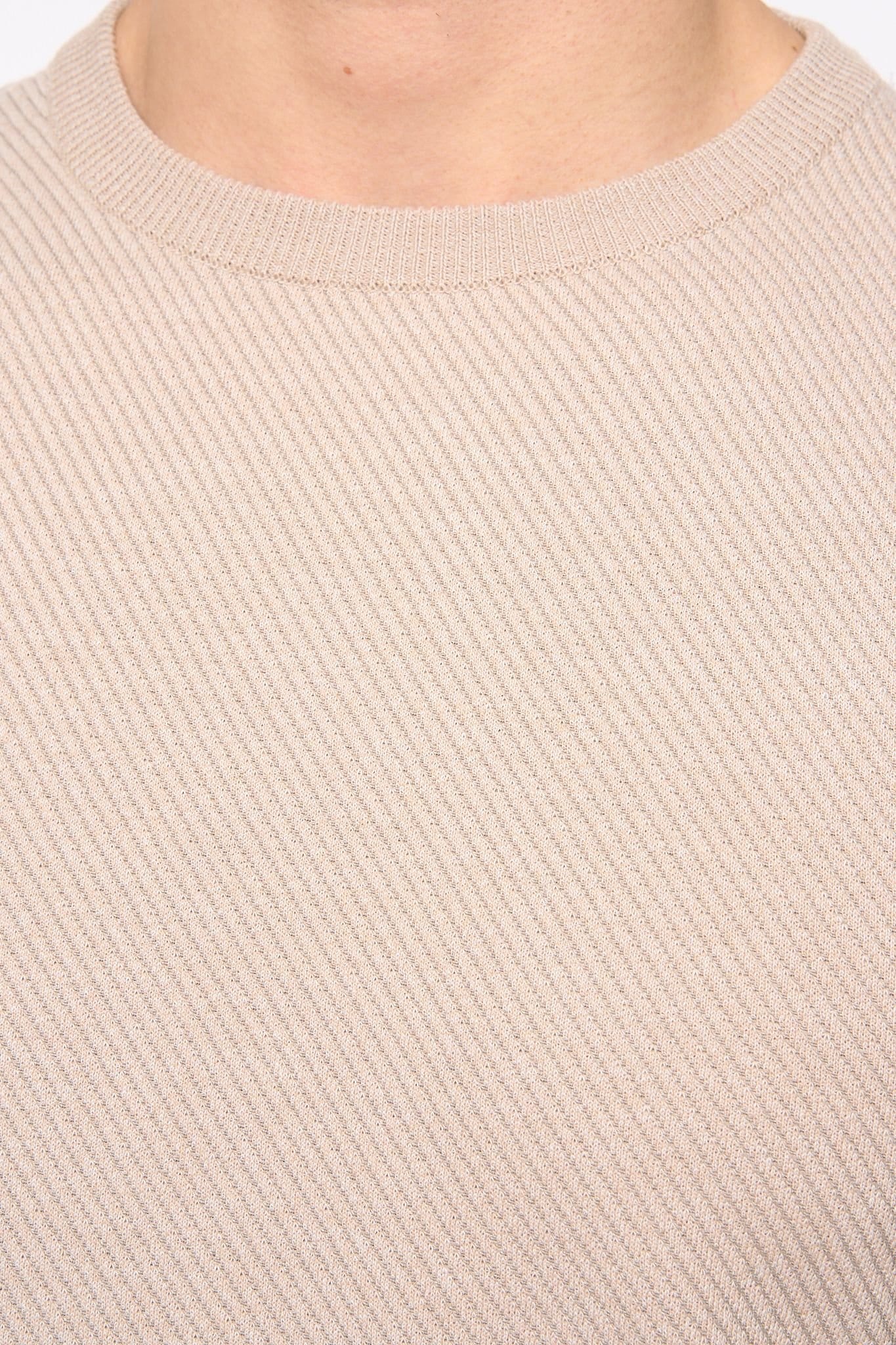 Duck&Cover Duck&Cover Men's Marvela Structured Knitted T-Shirt with Metal Badge in Stone - 4