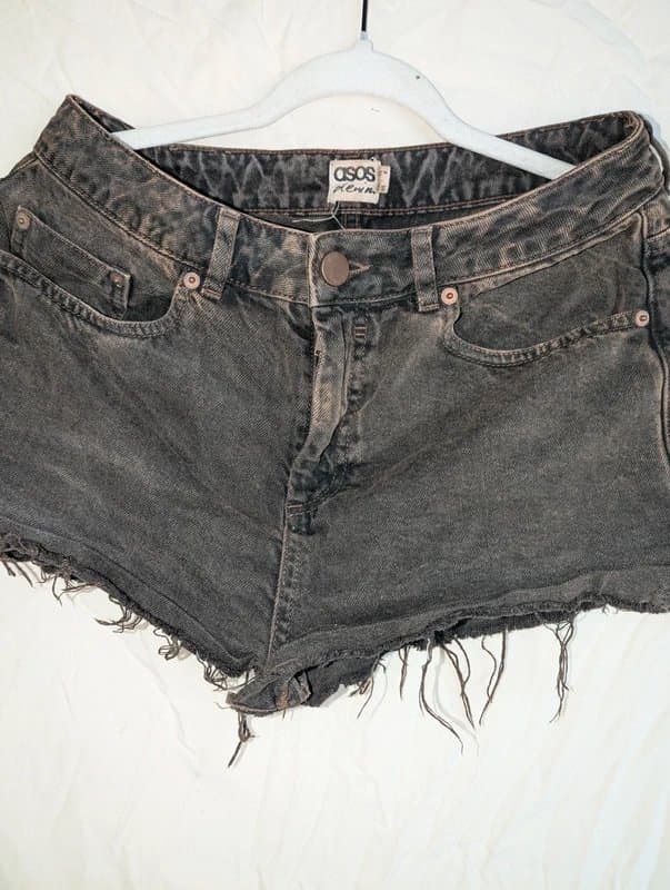 ASOS Excellent condition vintage retro ASOS washed chocolate brown mini denim shorts rave festival