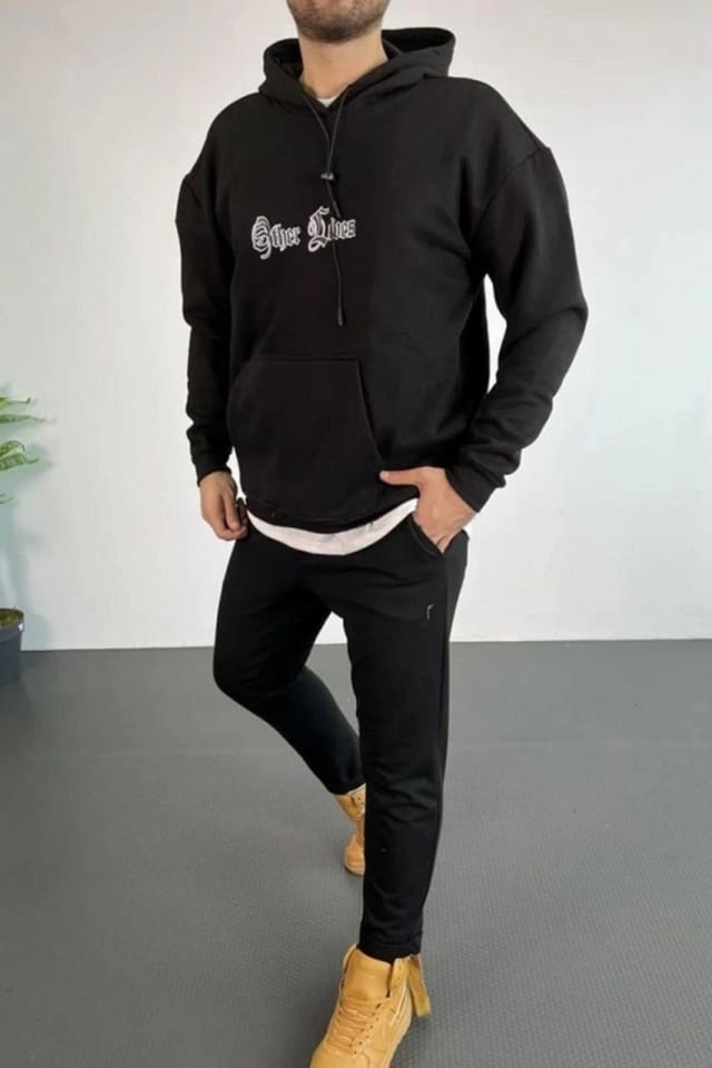 Janes Janes Men's Hooded Sweatshirt with Back Print in Black - 2