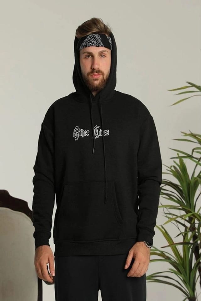 Janes Janes Men's Hooded Sweatshirt with Back Print in Black - 3
