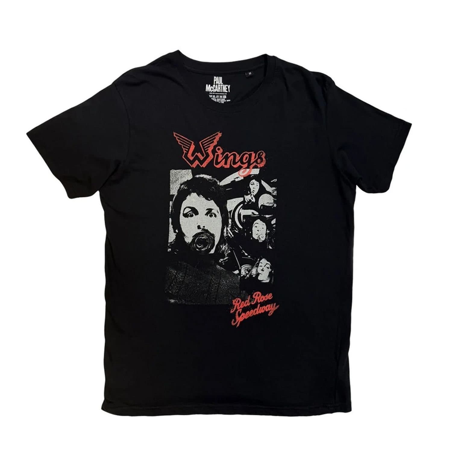 Paul McCartney & Wings Paul McCartney & Wings Men's Collage Back Print T-Shirt in Black