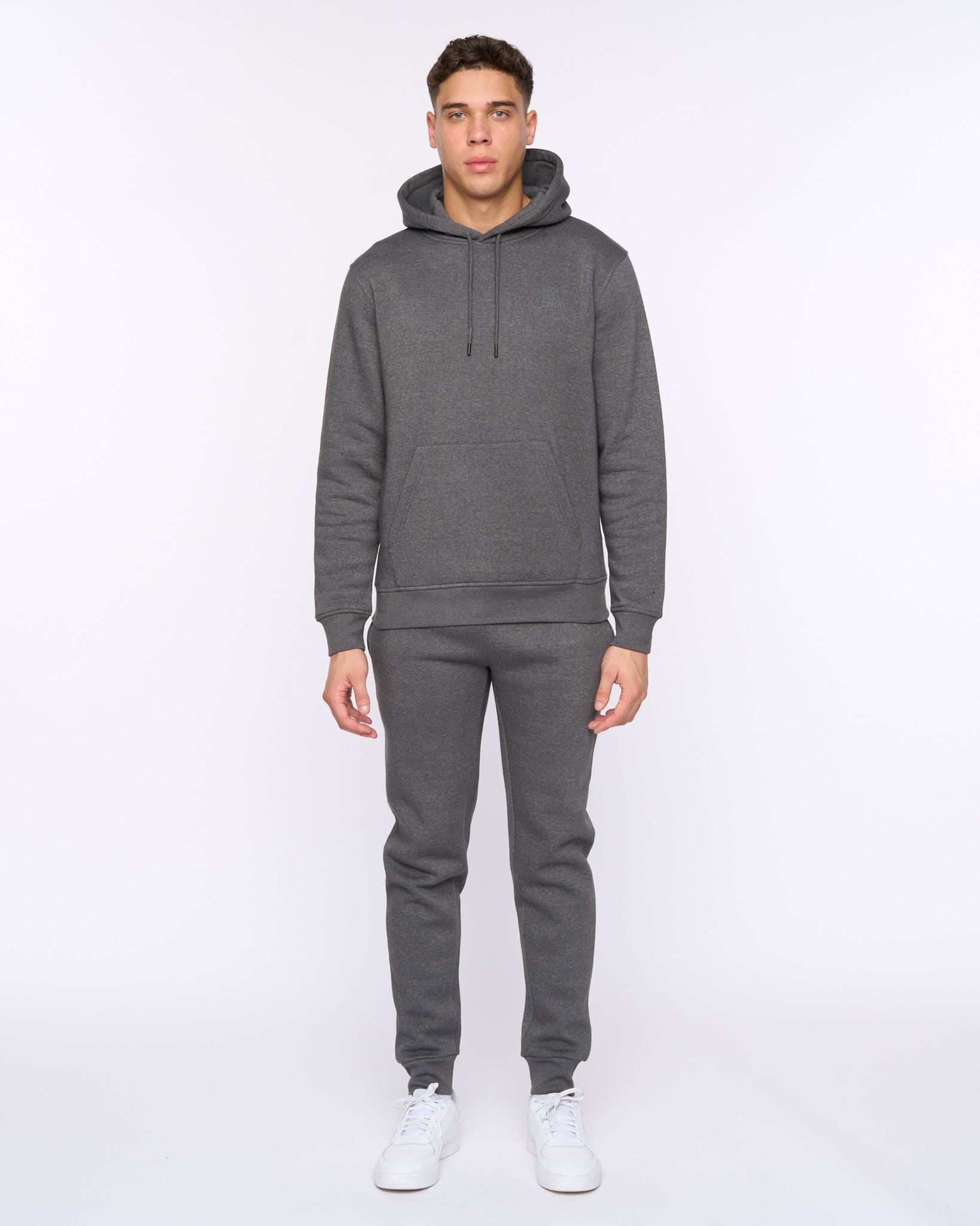 Duck&Cover Duck&Cover Merchell Men's Premium Cotton-Rich Hoodie & Cuffed Jogger Two-Piece Set in Charcoal