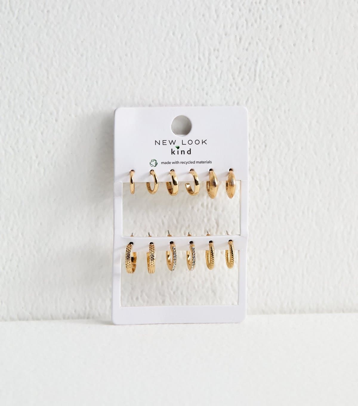 New Look Gold Tone Pack of 6 Assorted Mini Hoops with Diamante New Look