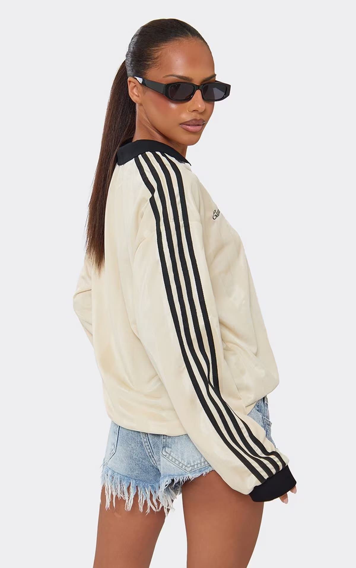 EGO EGO Lemon Contrast Side Stripe Graphic Detail Long-Sleeve T-Shirt