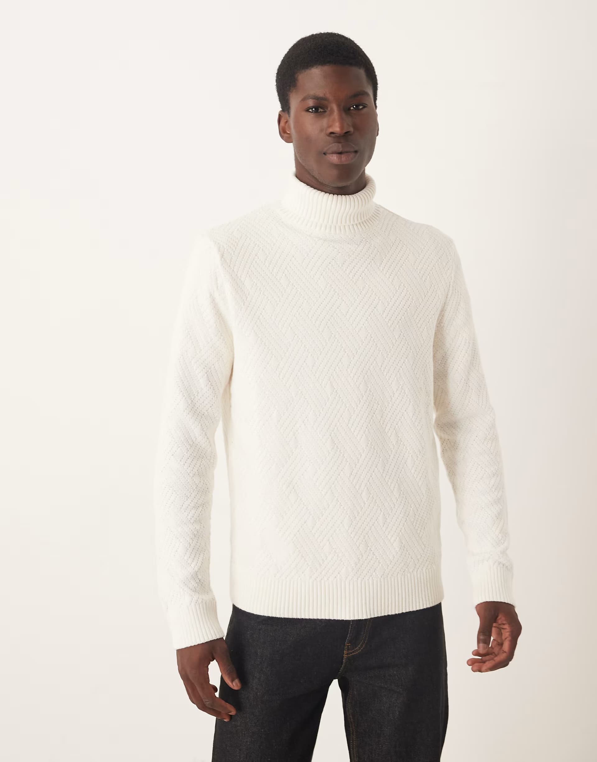 ASOS Selected 100% cotton knit with roll neck in cream