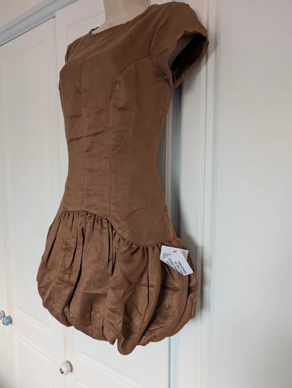 ASOS ASOS Design suedette puffball mini dress in tan size 8
