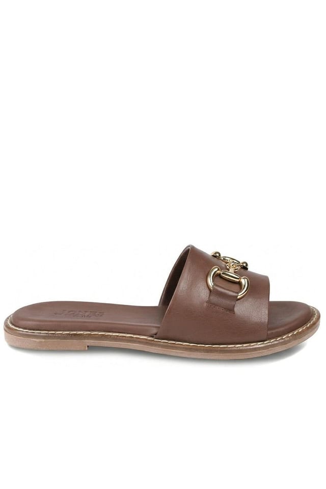 Jones Bootmaker Jones Bootmaker Women's Emillina Leather Buckle Mule Sandals in Brown - 2