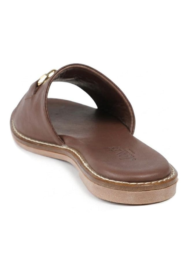 Jones Bootmaker Jones Bootmaker Women's Emillina Leather Buckle Mule Sandals in Brown - 3