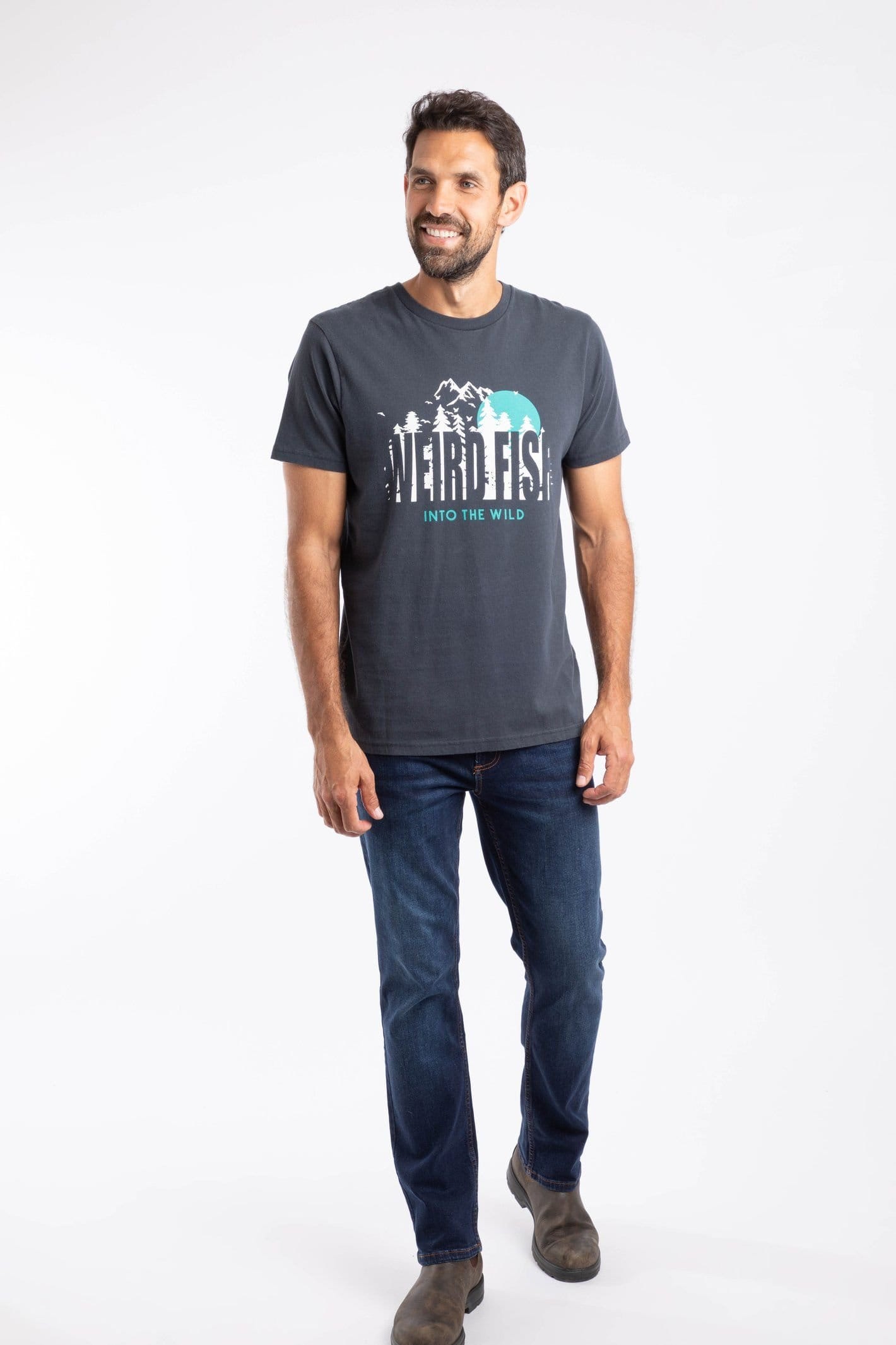 Weird Fish Weird Fish Men's Into The Wild Front Print Graphic T-Shirt in Navy - 4