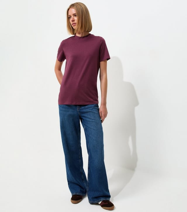 New Look Women's Dark Burgundy Cotton T-Shirt New Look - 3