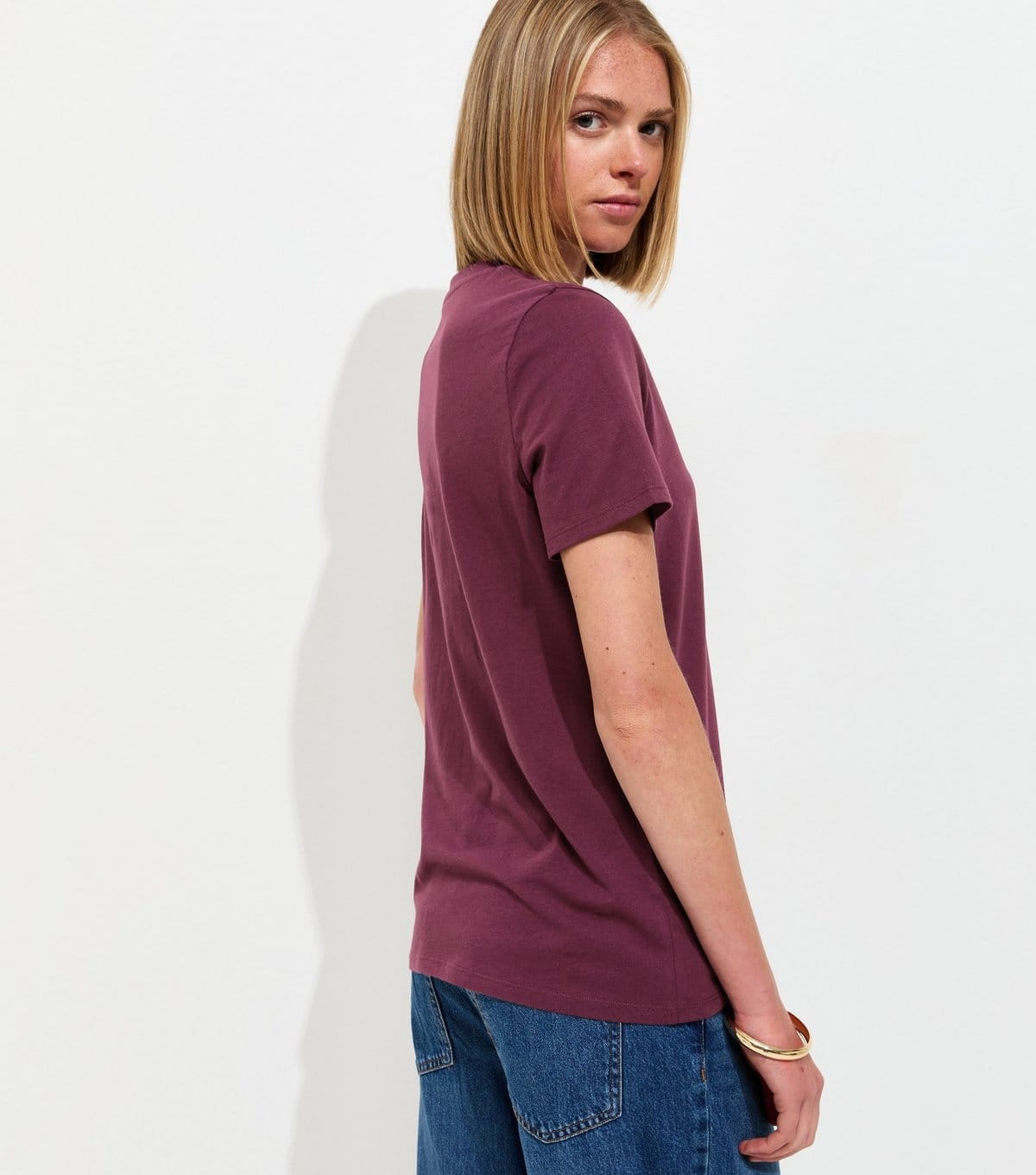 New Look Women's Dark Burgundy Cotton T-Shirt New Look - 4