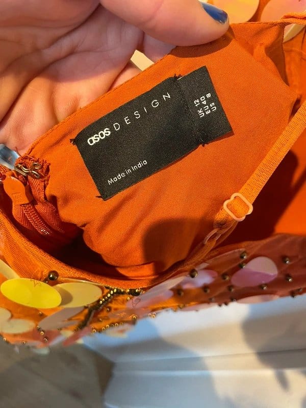 ASOS Festival Cross Back Sequin Dress In Orange And Gold