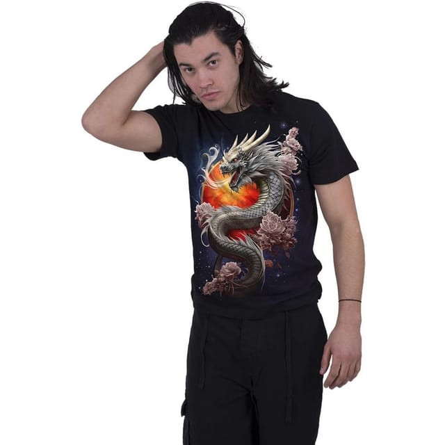 Spiral Direct Spiral Direct Men's Sun Dragon T-Shirt in Black - 2