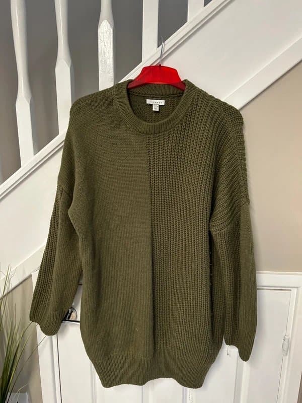 Topshop (W111) Green knitted jumper dress topshop small
