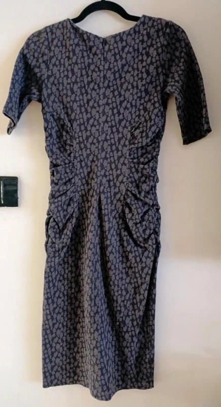 Hobbs Hobbs London Ruched Bodycon Dress UK 8 Grey Textured Pencil Work Occasion Elegant